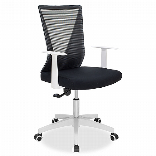 Καρέκλα γραφείου διευθυντή Ghost pakoworld με ύφασμα mesh χρώμα μαύρο - λευκό πλαίσιο