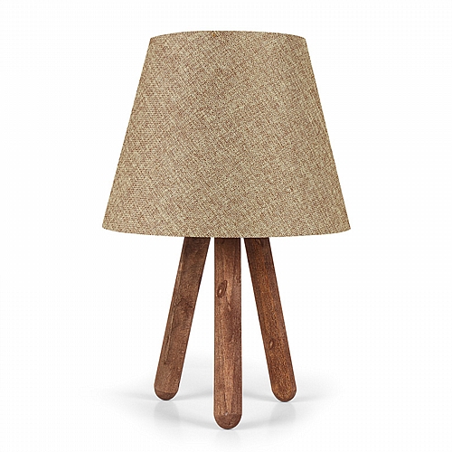 Επιτραπέζιο ξύλινο φωτιστικό PWL-0021 pakoworld Ε27 λαδί pvc καπέλο Φ22x33εκ