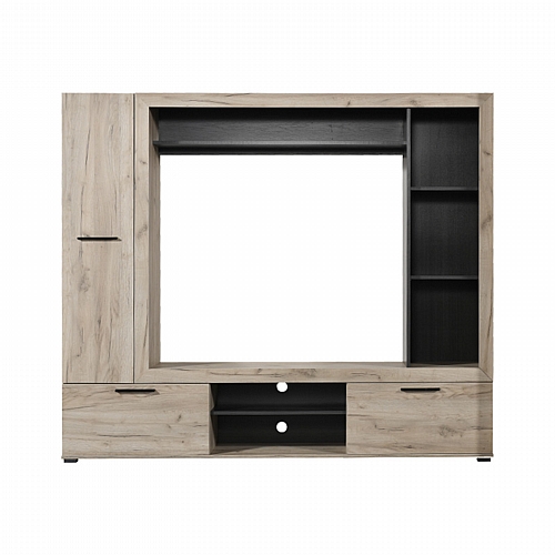 ΚΕΝΤΡΟ ΨΥΧΑΓΩΓΙΑΣ-ΣΥΝΘΕΣΗ LORCA GREY OAK / ΜΑΥΡΟ 195x35x171εκ