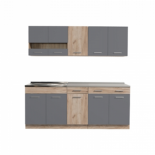 ΚΟΥΖΙΝΑ DALILA 200 GREY OAK / ΓΚΡΙ 200*51,5*206,5