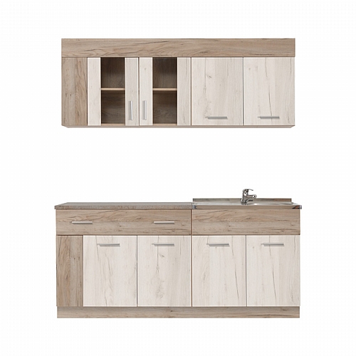 ΚΟΥΖΙΝΑ LEONA 180 GREY OAK/WHITE OAK 180*60/30*200