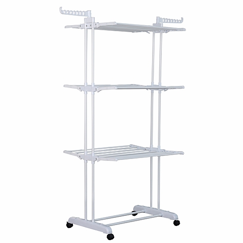 Herzberg HG-8034-WHT Πτυσσόμενη Απλώστρα με Ρόδες Λευκή