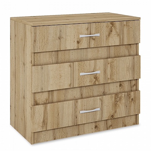 Συρταριέρα Deco pakoworld με τρία συρτάρια χρώμα sonoma 80x43,5x76εκ