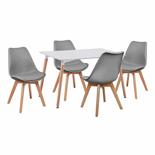 ΣΕΤ ΤΡΑΠΕΖΑΡΙΑΣ 5ΤΜΧ HM10193 ΜΕ ΤΡΑΠΕΖΙ ΛΕΥΚΟ ΚΑΙ ΚΑΡΕΚΛΕΣ ΓΚΡΙ