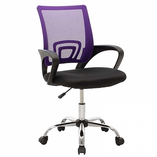 Καρέκλα γραφείου εργασίας Berto pakoworld με ύφασμα mesh χρώμα μαύρο-μωβ