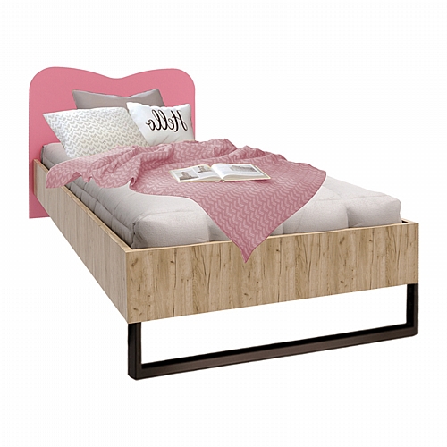 ΠΑΙΔΙΚΟ ΚΡΕΒΑΤΙ Fylliana Smile GREY OAK - ΡΟΖ 90*200