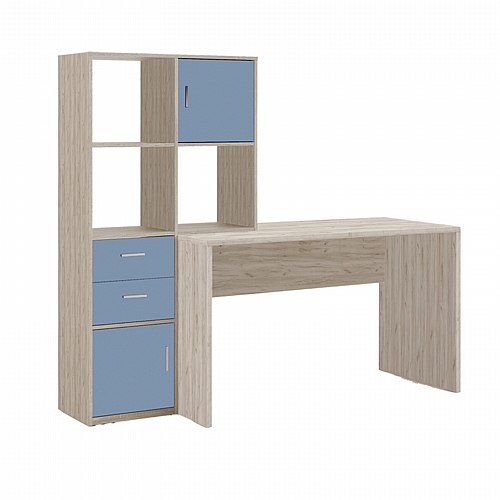 ΓΡΑΦΕΙΟ ΜΕ ΡΑΦΙΕΡΑ Fylliana Smile GREY OAK - ΜΠΛΕ 170*60*150