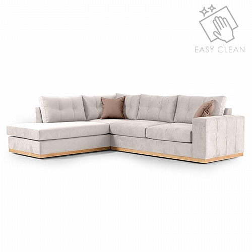 Γωνιακός καναπές δεξιά γωνία Boston pakoworld ύφασμα cream-mocha 280x225x90εκ