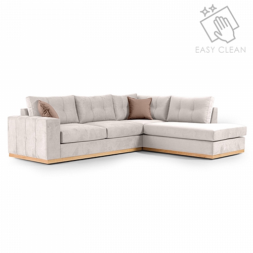 Γωνιακός καναπές αριστερή γωνία Boston pakoworld ύφασμα cream-mocha 280x225x90εκ