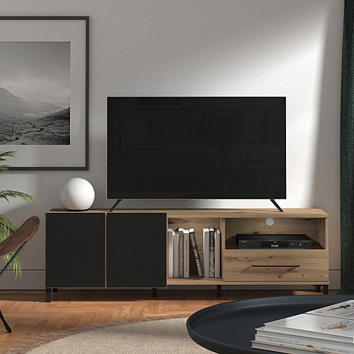 ΕΠΙΠΛΟ ΤΗΛΕΟΡΑΣΗΣ COIMBRA 160 ARTISAN OAK-ΜΑΥΡΟ 160x41x50εκ