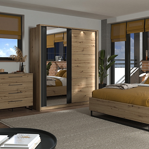 ΝΤΟΥΛΑΠΑ SARDINIA 180 OG ARTISAN OAK / ΜΑΥΡΟ 179*62.5*210