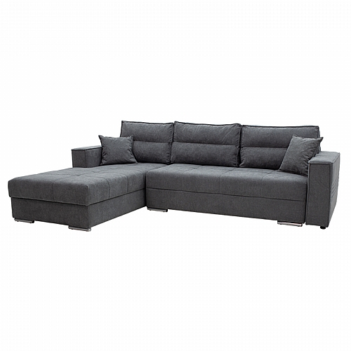 Γωνιακός καναπές-κρεβάτι Morgana pakoworld δεξιά γωνία ανθρακί 270x190x98/88εκ