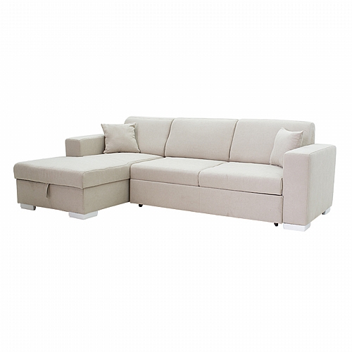 Γωνιακός καναπές-κρεβάτι δεξιά γωνία Gabriele pakoworld ύφασμα μπεζ 262x157x83εκ