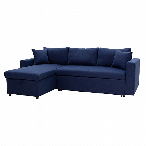 Γωνιακός καναπές-κρεβάτι αναστρέψιμος Lilian pakoworld ύφασμα μπλε 225x148x81εκ