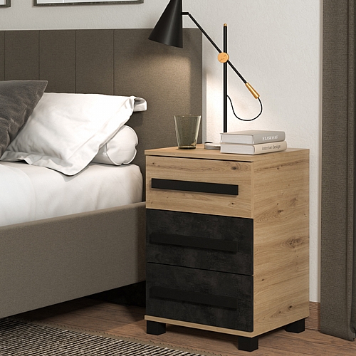 ΚΟΜΟΔΙΝΟ MADEIRA NO3F ARTISAN OAK-ΜΑΥΡΟ 45*42*66