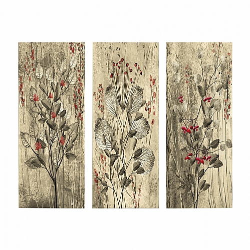 ΠΙΝΑΚΑΣ ΤΡΙΠΤΥΧΟ MDF RED FLOWERS AND BERRIES FB97204.01 60x50x0,3 εκ.