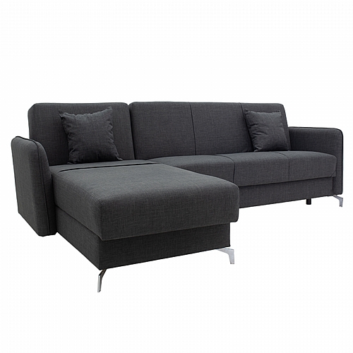 Γωνιακός καναπές-κρεβάτι Linus pakoworld αναστρέψιμος ανθρακί 262x150x85/92εκ