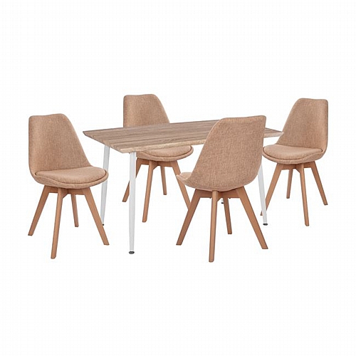 ΣΕΤ 5ΤΜΧ ΤΡΑΠΕΖΙ 120x70x76,5 cm SONAMA ΜΕ ΚΑΡΕΚΛΕΣ ΜΠΕΖ FB910382