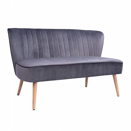 ΚΑΝΑΠΕΣ 2ΘΕΣΙΟΣ ΓΚΡΙ ΒΕΛΟΥΔΟ FB98401.01 128x70x77Υ εκ.