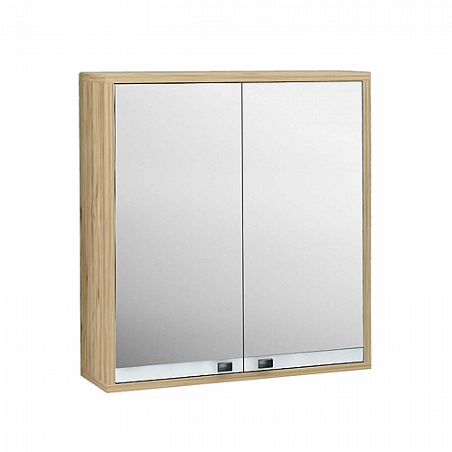 Καθρέπτης μπάνιου Marielle pakoworld με ντουλάπι καρυδί-λευκό 63x15x66εκ