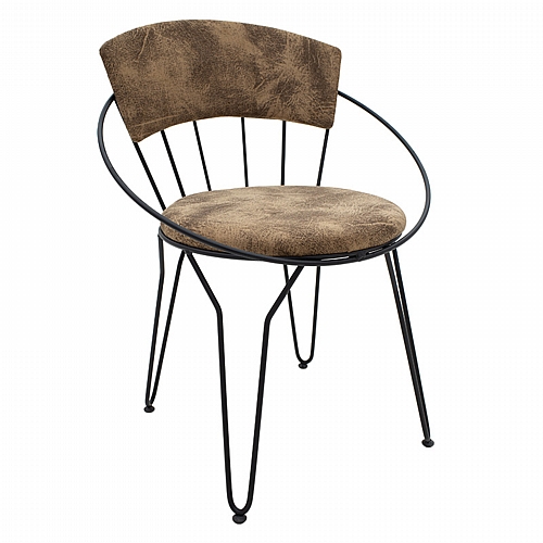 Καρέκλα Macon pakoworld ύφασμα καφέ antique-μαύρο πόδι