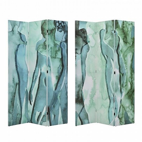 INART ΠΑΡΑΒΑΝ 2 ΟΨΕΩΝ PRINTED CANVAS ΤΥΡΚΟΥΑΖ/ΠΡΑΣΙΝΟ 120Χ3Χ180