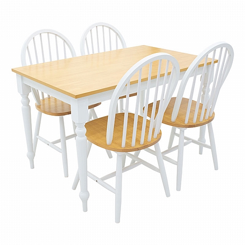 Τραπεζαρία Alice-Adalyn pakoworld σετ 5τμχ MDF φυσικό-λευκό 120x75x74εκ