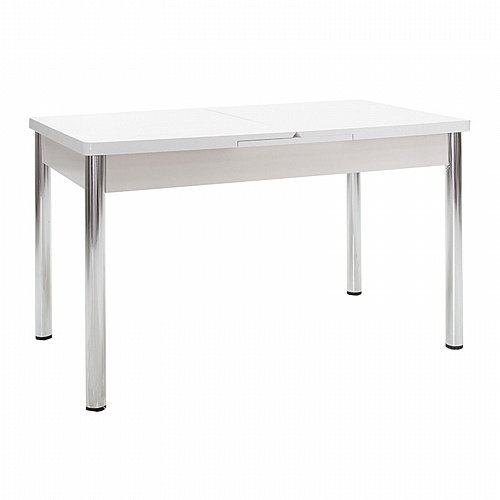 Tραπέζι Valencia pakoworld επεκτεινόμενο λευκό-inox 130-170x80x75εκ