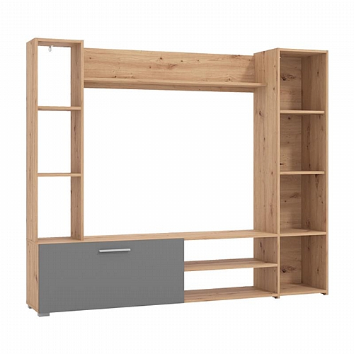 ΚΕΝΤΡΟ ΨΥΧΑΓΩΓΙΑΣ-ΣΥΝΘΕΣΗ MATARO ARTISAN OAK-ΓΚΡΙ ΓΡΑΦΙΤΗΣ 185.5*35*155.5