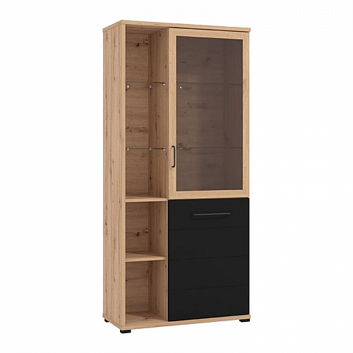 ΒΙΤΡΙΝΑ LUSITANIA POP 2K VS1 ARTISAN OAK-ΜΑΥΡΟ MAT 89.5*40*193εκ