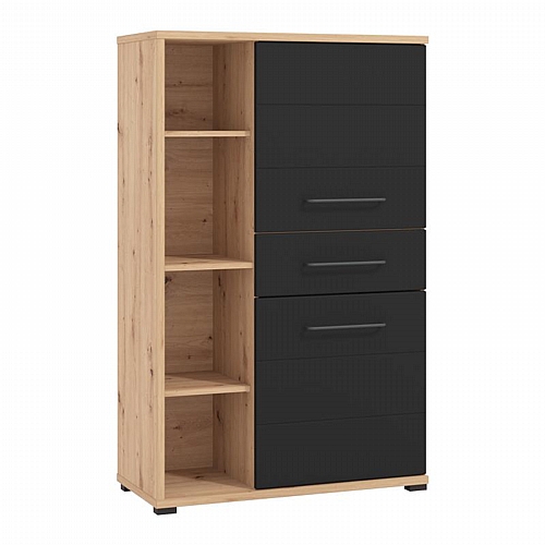 ΒΙΤΡΙΝΑ LUSITANIA POP 2K1F ARTISAN OAK-ΜΑΥΡΟ MAT 89.5*40*141.5εκ