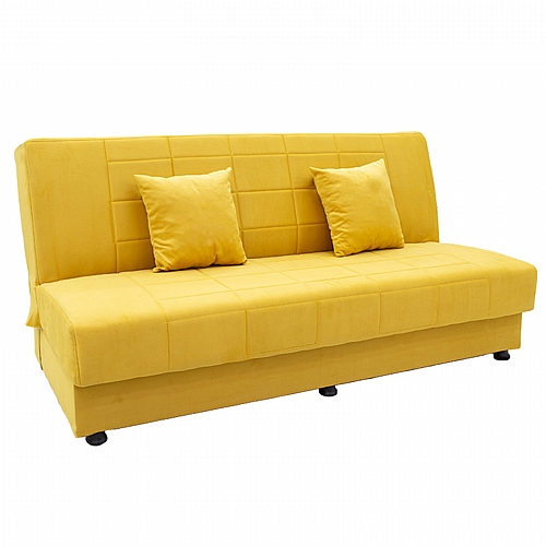 Καναπές-κρεβάτι Meliora pakoworld 3θέσιος βελούδο κίτρινο 190x83x85εκ