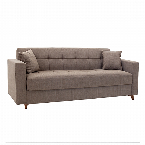 Καναπές-κρεβάτι Silia pakoworld 3θέσιος ύφασμα μπεζ-καφέ 224x80x82εκ