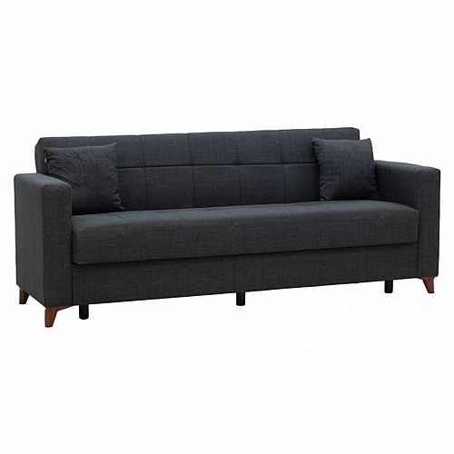Καναπές-κρεβάτι Silia pakoworld 3θέσιος ύφασμα ανθρακί 224x80x82εκ