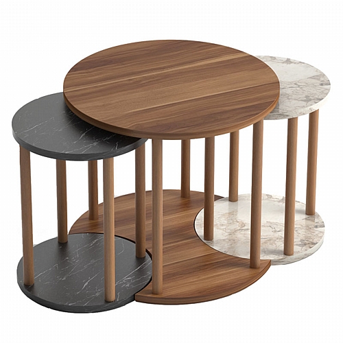Βοηθητικά τραπέζια σαλονιού Marius pakoworld σετ 3τεμ πολύχρωμο