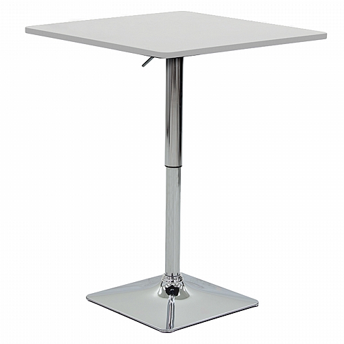 Τραπέζι μπαρ Vegas pakoworld MDF λευκό-πόδι χρωμίου 70x70x70-91.5κ
