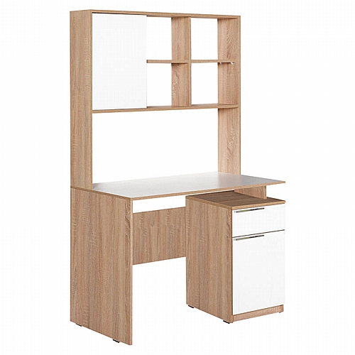 Γραφείο-ραφιέρα Master pakoworld sonoma-λευκό 105x56x170εκ