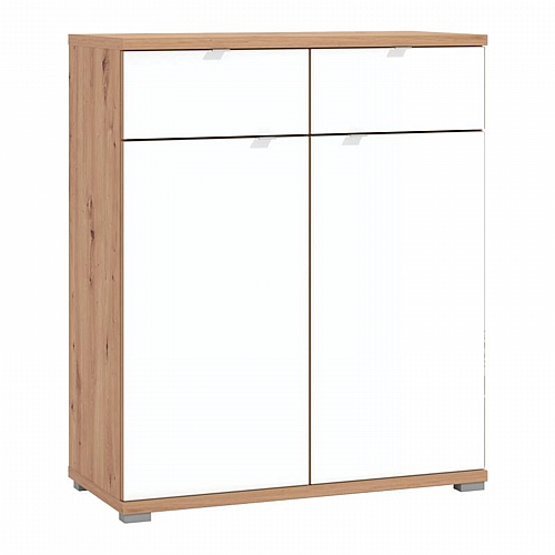 ΕΠΙΠΛΟ ΕΙΣΟΔΟΥ TENERIFE 2K2F ARTISAN OAK-ΛΕΥΚΟ PAINTED GLASS 86,5x40x103εκ
