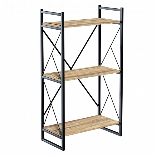 Βιβλιοθήκη Baker pakoworld καρυδί-μαύρο 66x35x93εκ