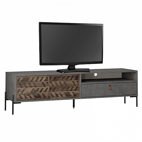 Έπιπλο τηλεόρασης Melati pakoworld ανθρακί antique-καφέ 170x45x48.5εκ