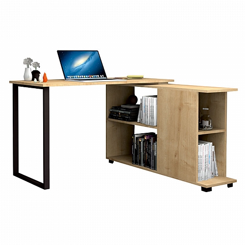 Γραφείο με ραφιέρα Brodie pakoworld sonoma 120x60x74εκ