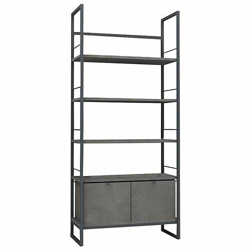 Βιβλιοθήκη Gates pakoworld ανθρακί antique-γκρι 80x35x180εκ