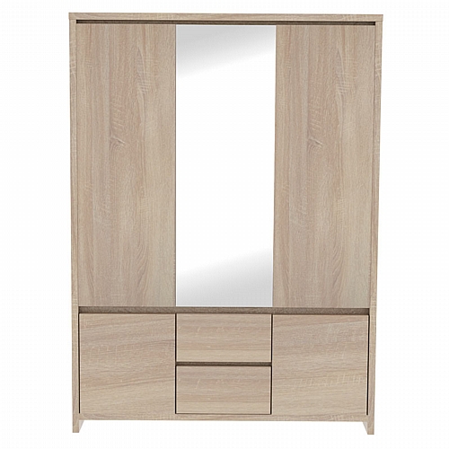 Ντουλάπα ρούχων τρίφυλλη Selina pakoworld sonoma 153.5x55.5x211εκ