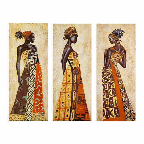 ΠΙΝΑΚΑΣ ΤΡΙΠΤΥΧΟ MDF AFRICAN STYLE WOMEN FB97204.03 60X0,3X50 εκ.