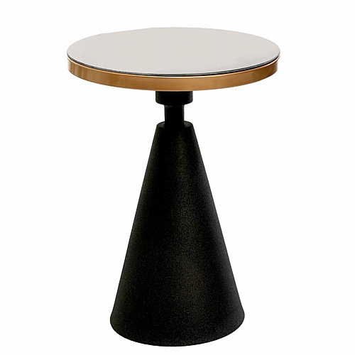 Βοηθητικό τραπέζι Flynn pakoworld μαύρο-χρυσό Φ42x57εκ