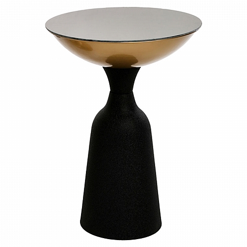 Βοηθητικό τραπέζι Tika pakoworld μαύρο-χρυσό Φ42x56εκ