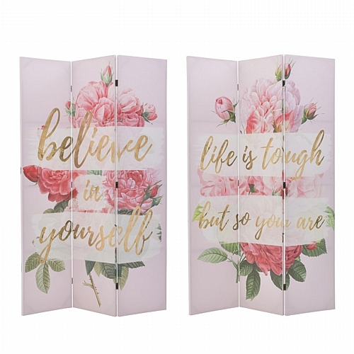 INART ΠΑΡΑΒΑΝ 2 ΟΨΕΩΝ PRINTED CANVAS BELIEVE IN YOURSELF 120Χ3Χ180