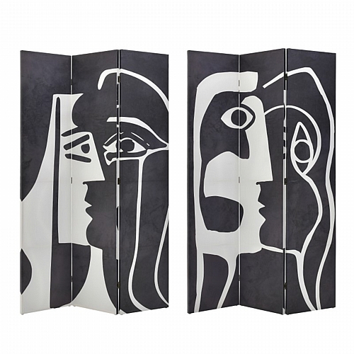 INART ΠΑΡΑΒΑΝ 2 ΟΨΕΩΝ PRINTED CANVAS ΛΕΥΚΟ/ΜΑΥΡΟ 120Χ3Χ180