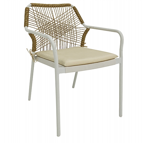 ΠΟΛΥΘΡΟΝΑ ΑΛΟΥΜΙΝΙΟΥ ΛΕΥΚΗ ΜΕ RATTAN ΜΠΕΖ & ΜΑΞΙΛΑΡΙ 54x61x85Yεκ.FB95865.02