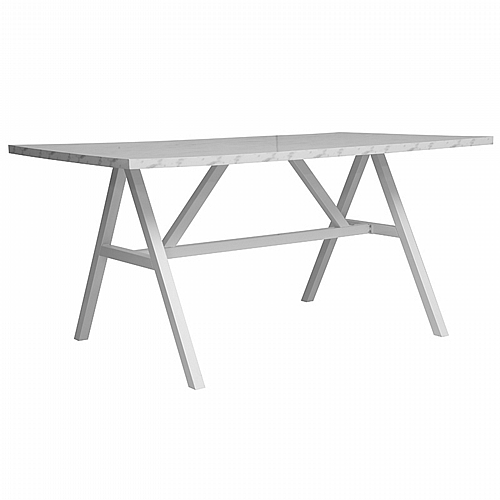 Τραπέζι Alarick pakoworld λευκό μαρμάρου-πόδι λευκό 160x90x76εκ